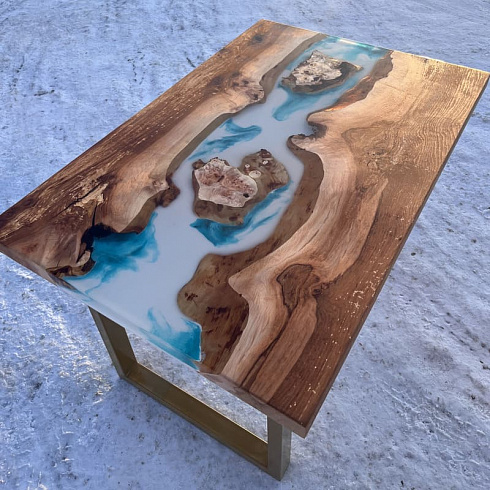 Комплект из двух столов из слэбов и смолы, фото 3
